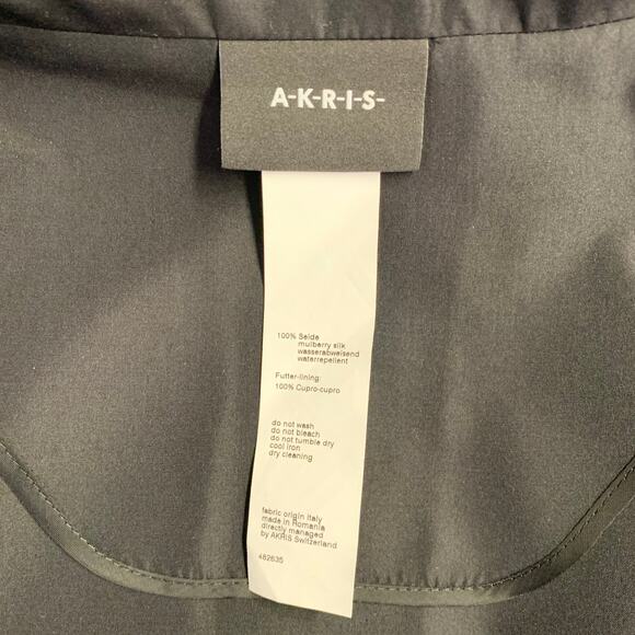 AKRIS Size 12 Black Silk Zip Up Coat - Picture 5 of 8